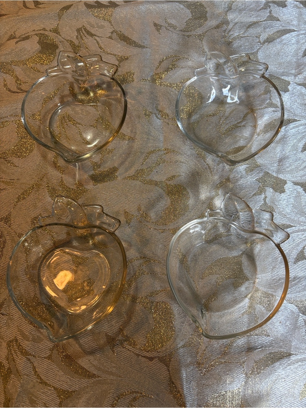 Vintage Clear Glass Peach-Shaped Dishes - Set of 4